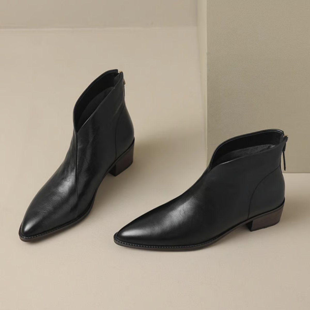 Zabrina - Leather Pointed Toe Ankle Boots