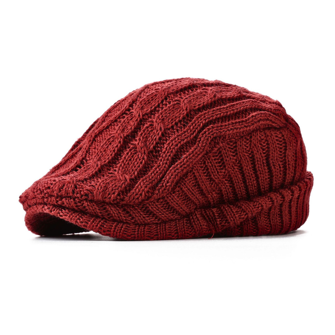 Rubyn - Textured Knit Flat Cap