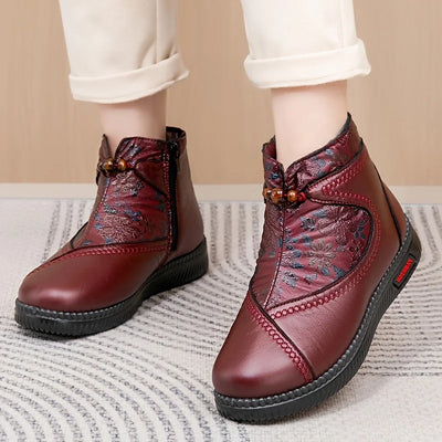 Robbie - Vintage Floral Leather Ankle Boots