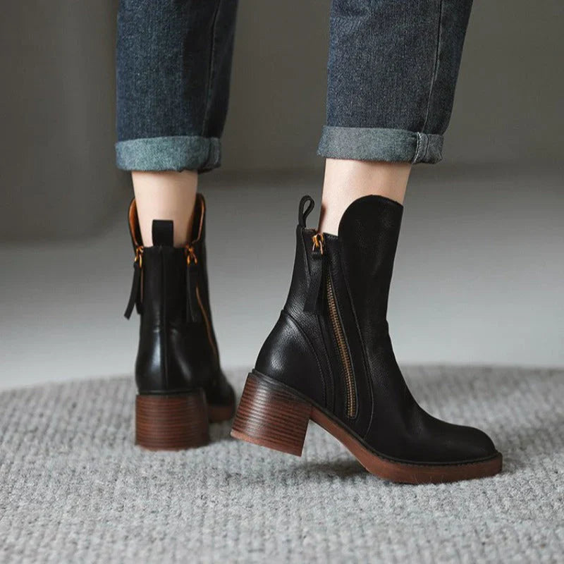 Monroe Leather Zip Ankle Boots