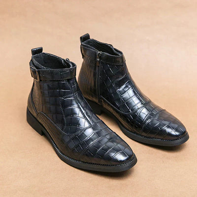 Coetzee – Faux Leather Ankle Boots With Buckle