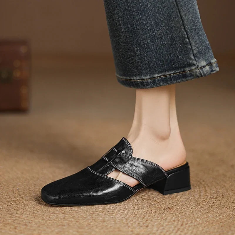 Aya Genuine Leather Mules