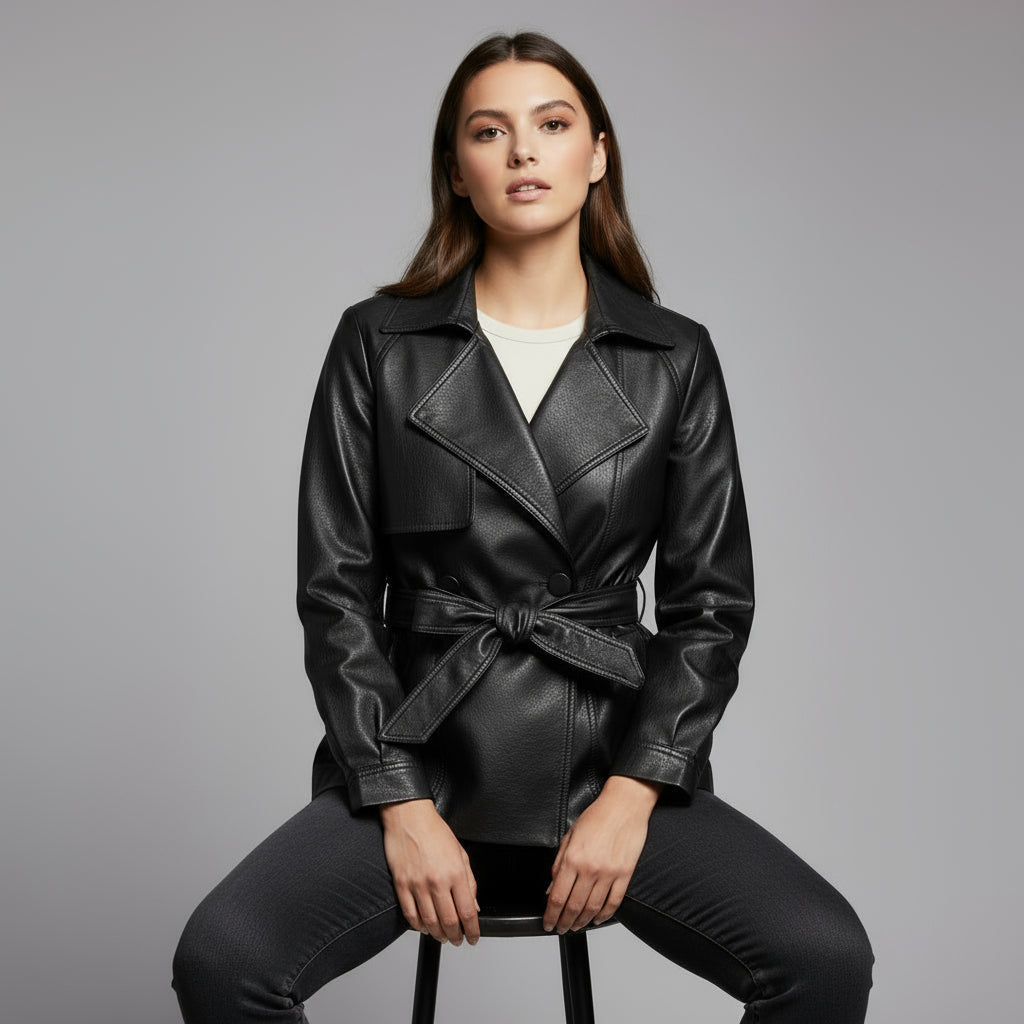 Delaney Leather Trench Coat
